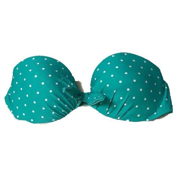 Target Xhileration turquoise polka dot strapless bikini top - Picture 5 of 8